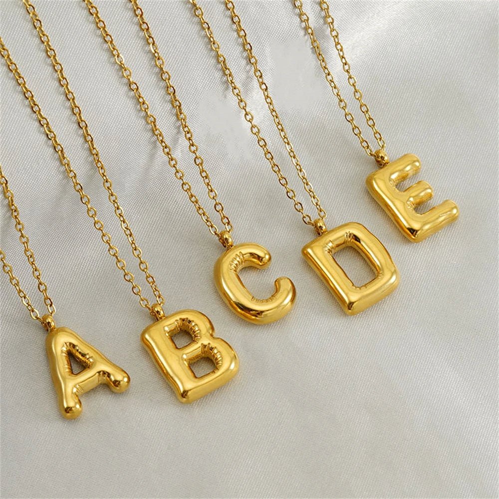Bubble Letter Initial Necklace