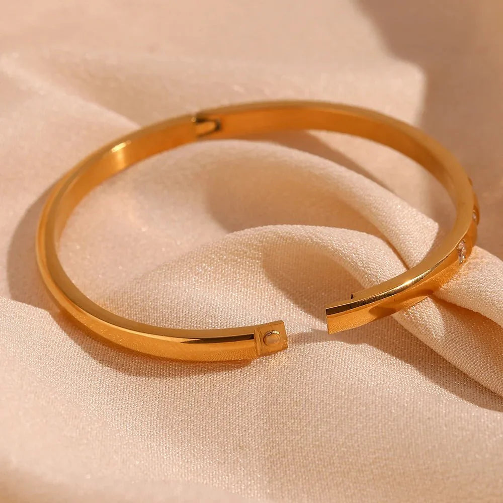 Diamond Accented Gold Cuff Bracelet