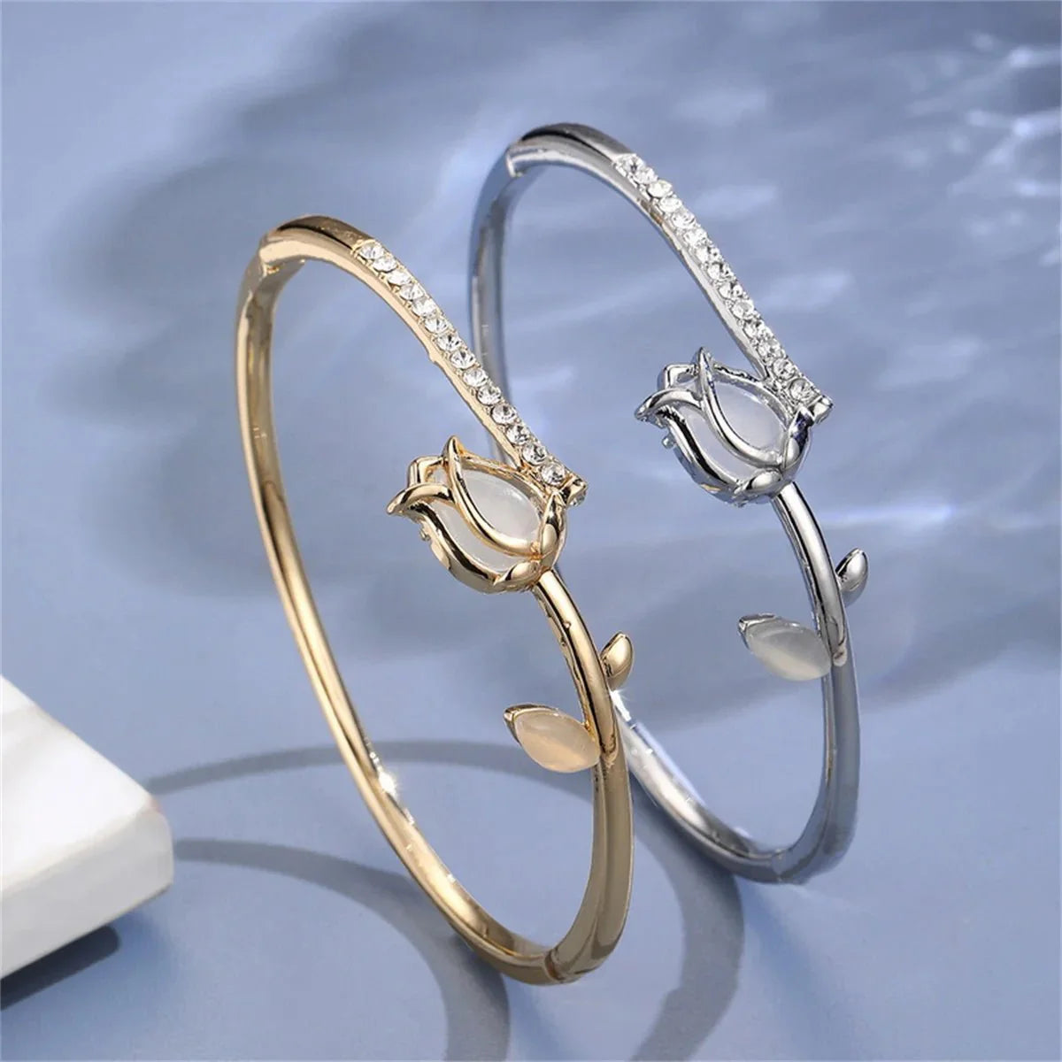 Elegant Tulip Opal Diamond Accented Bracelet