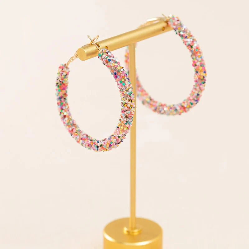 Feminine Rainbow Sprinkle Hoop Earrings