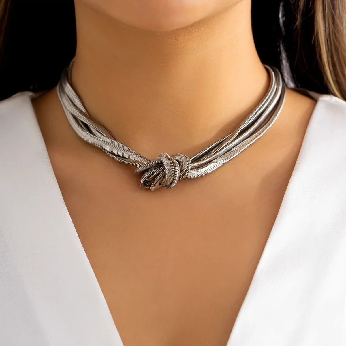 Multi Layered Chain Knot Necklace