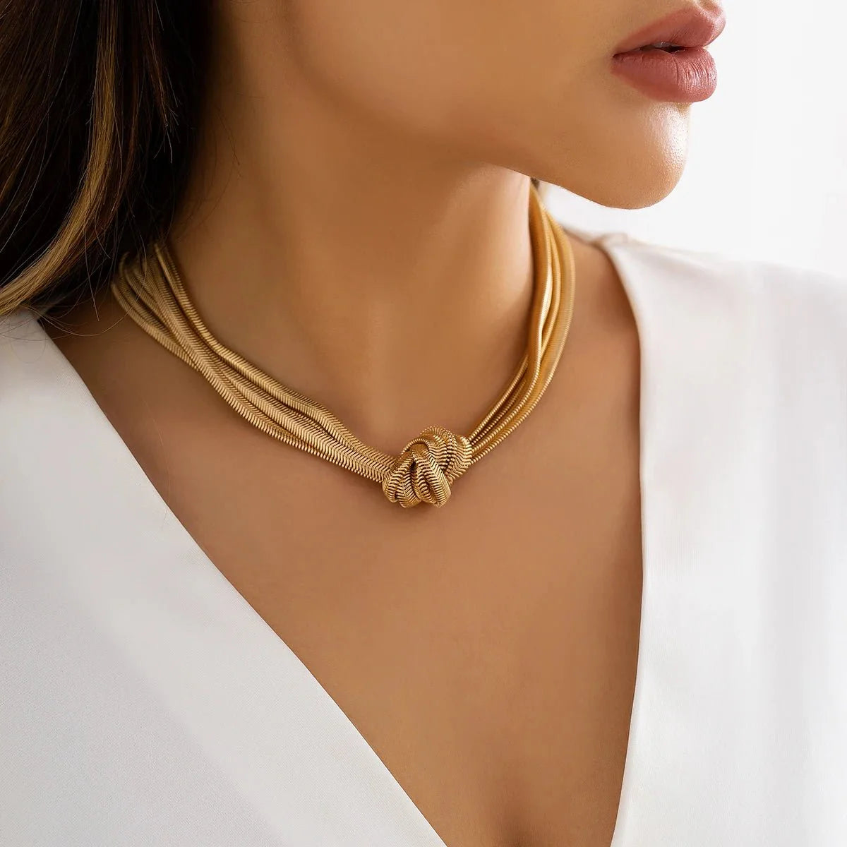 Multi Layered Chain Knot Necklace