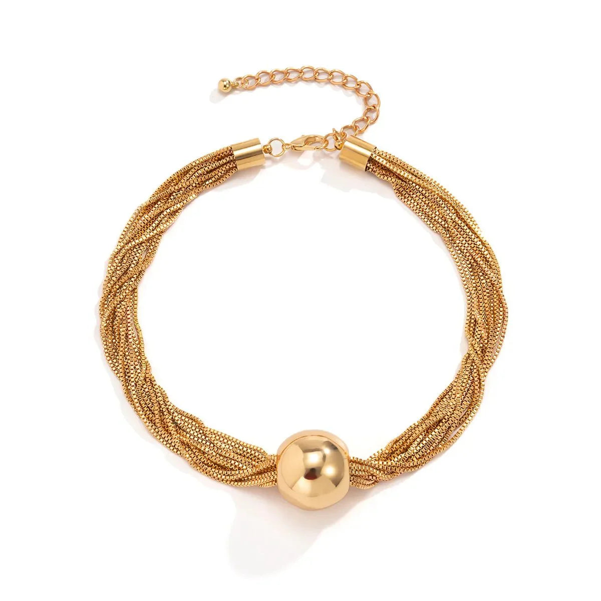 Posh Multi Layered Chain Ball Necklace and Bracelet Set