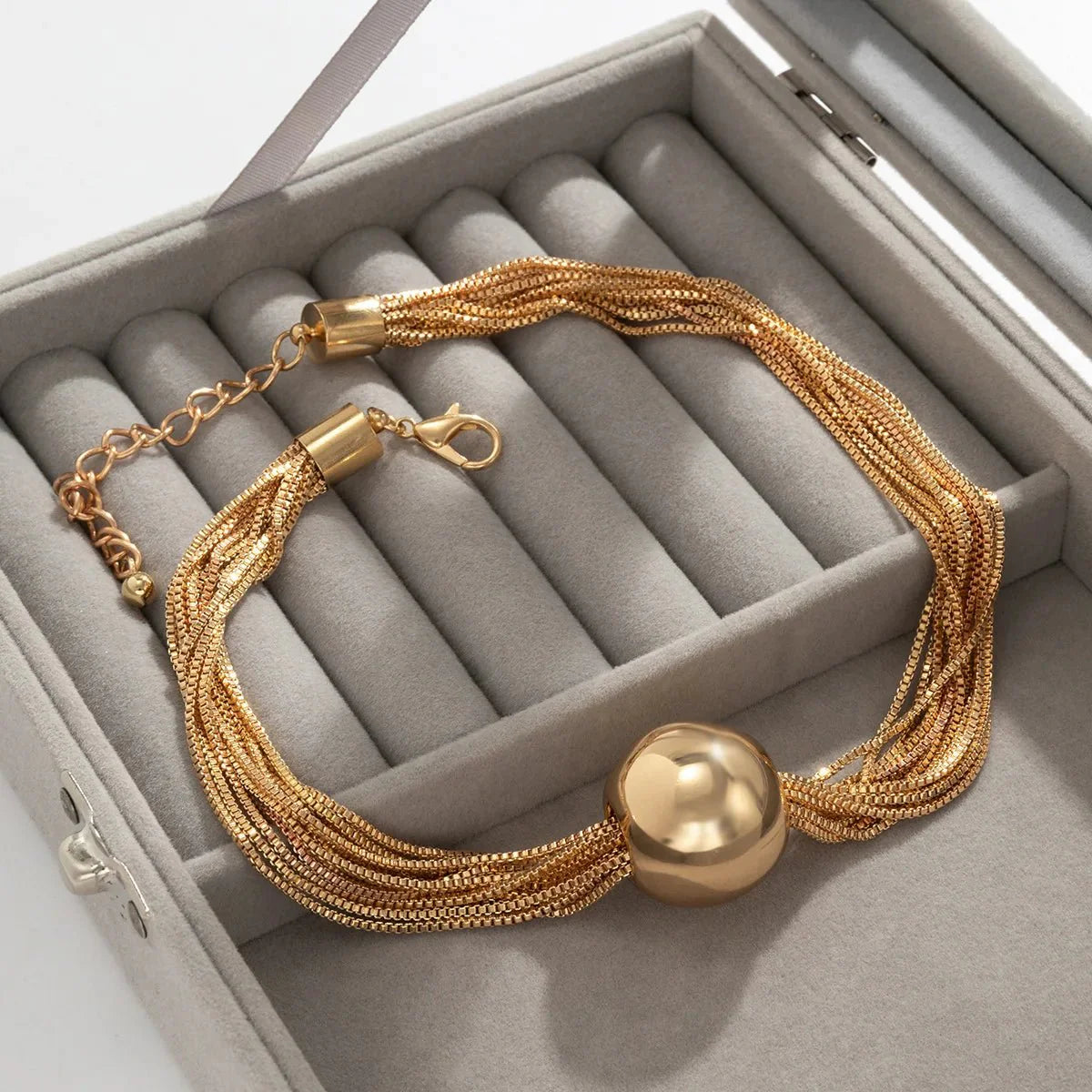 Posh Multi Layered Chain Ball Necklace and Bracelet Set