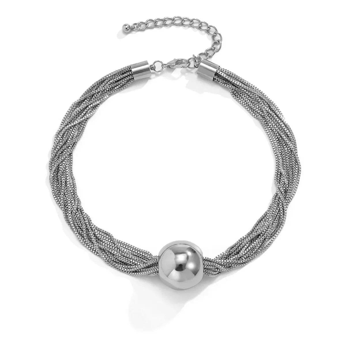 Posh Multi Layered Chain Ball Necklace and Bracelet Set