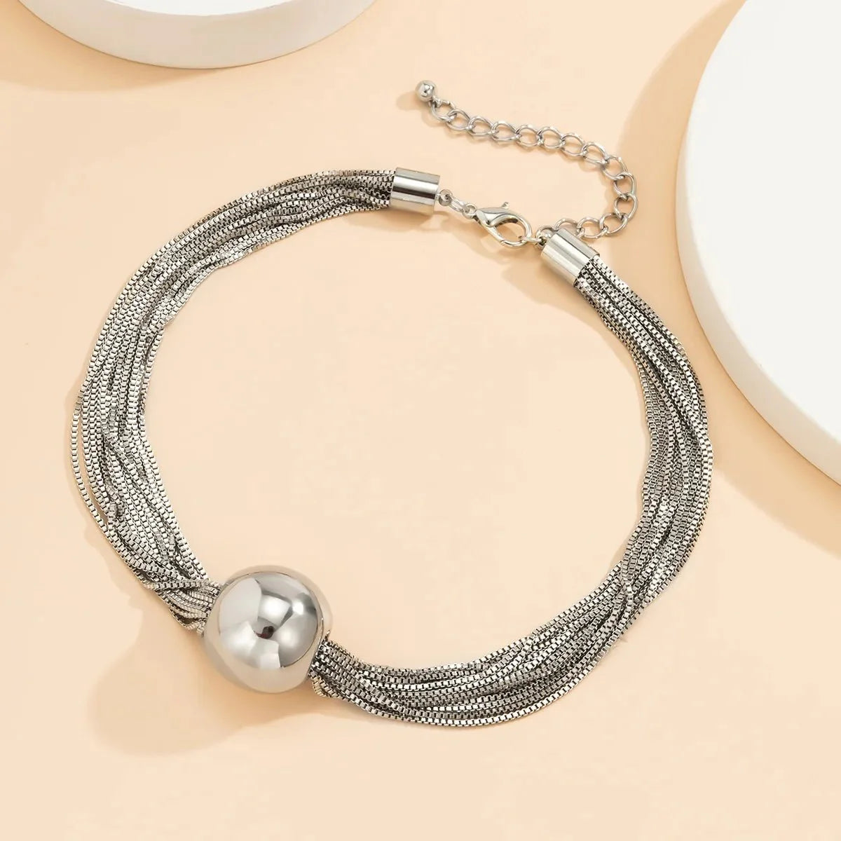 Posh Multi Layered Chain Ball Necklace and Bracelet Set