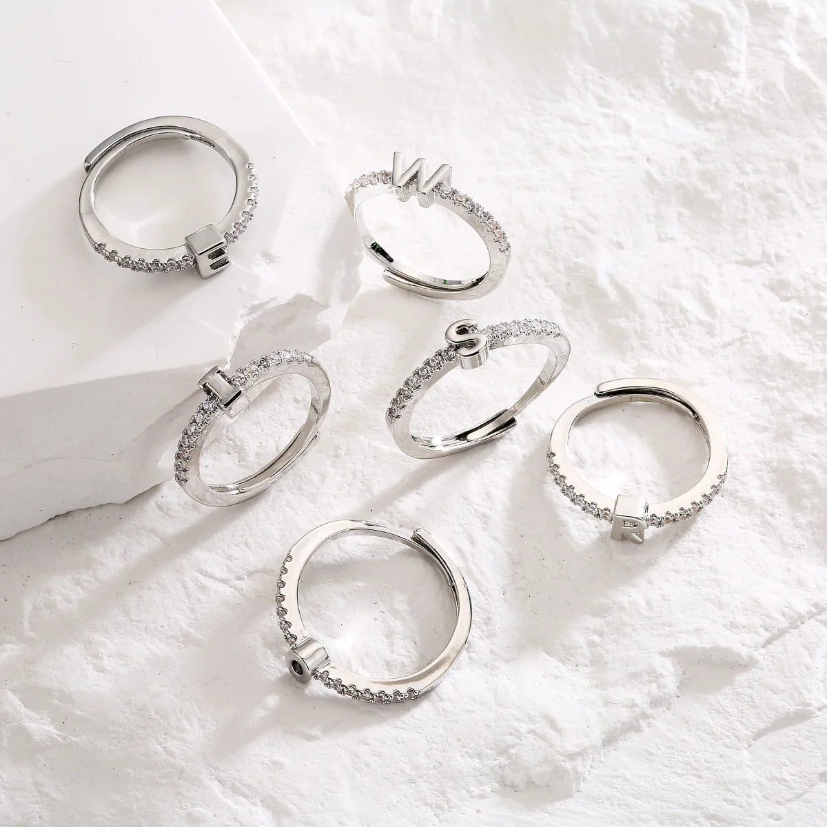 Radiant Adjustable Letter Initial Rings