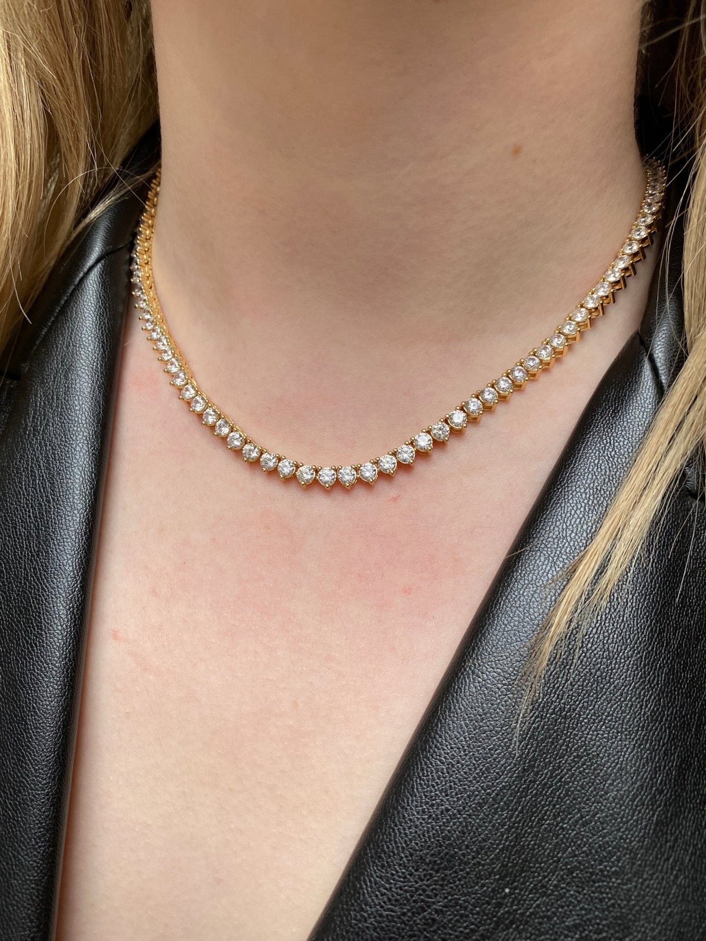 The Secret Royal Diamond - 3 Prong Tennis Necklace