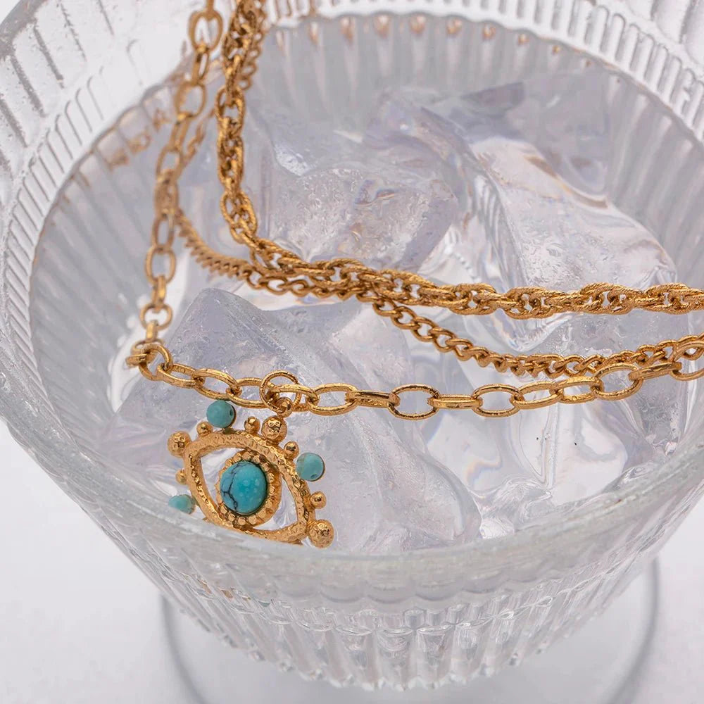Turquoise Evil Eye Necklace & Earrings