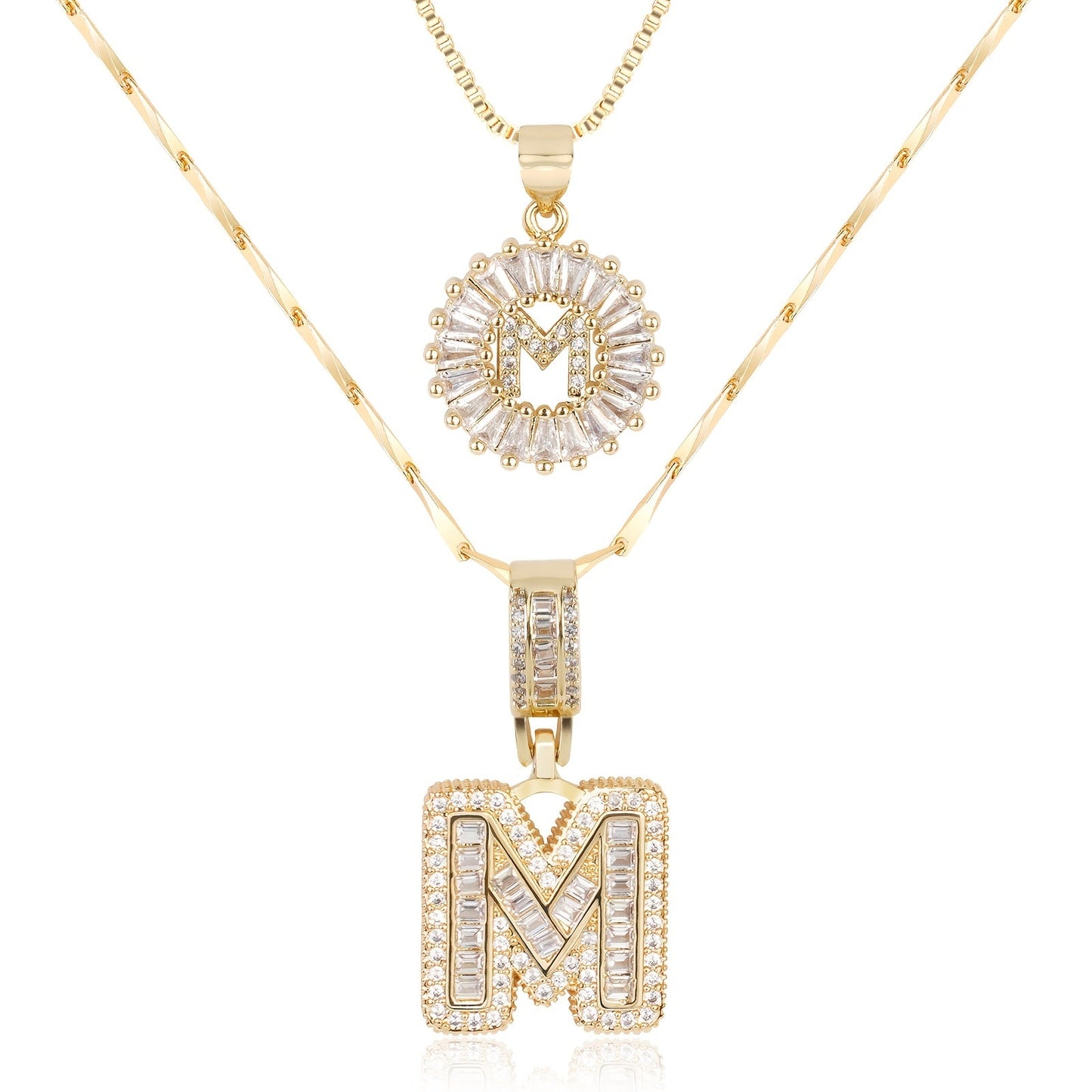 Keep & Share: 2pc 14k Diamond Letter Initial Necklaces