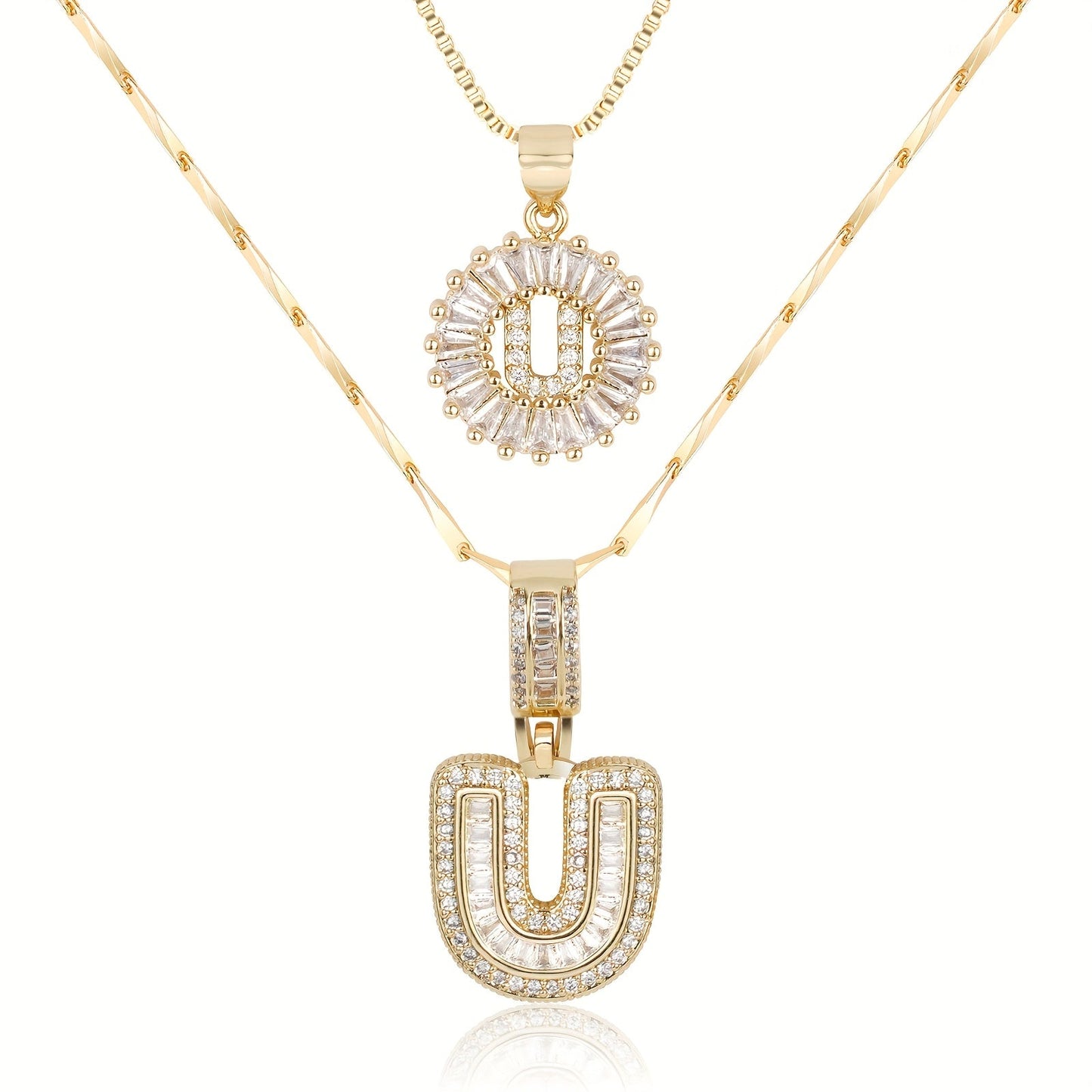 14k Diamond Initial Necklace Set - The Signature Duo