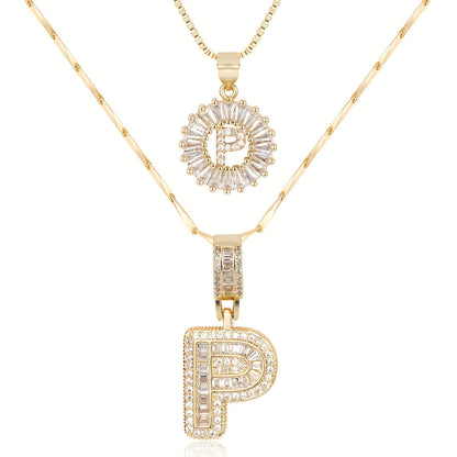 Keep & Share: 2pc 14k Diamond Letter Initial Necklaces