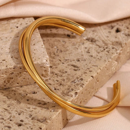 18k Intersect Cross Cuff Bracelet