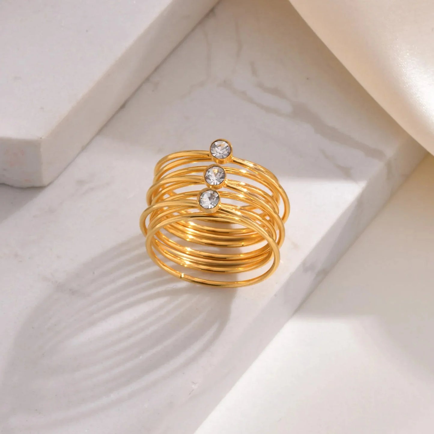 18k Multi Layered Triple Diamond Rings