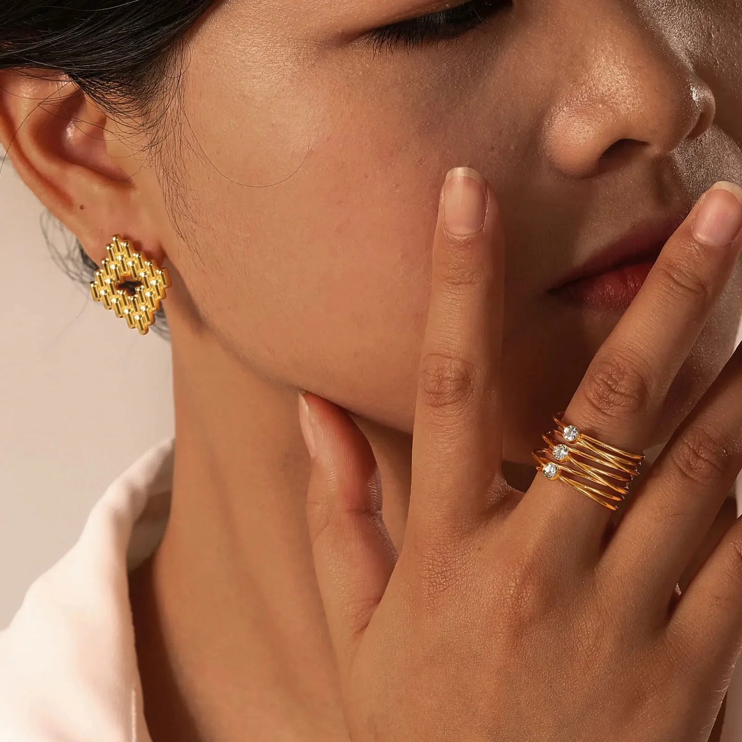 18k Multi Layered Triple Diamond Rings