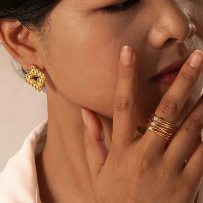 18k Multi Layered Triple Diamond Rings