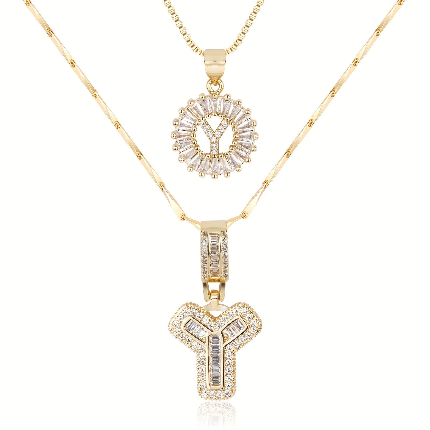 Keep & Share: 2pc 14k Diamond Letter Initial Necklaces