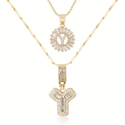 Keep & Share: 2pc 14k Diamond Letter Initial Necklaces