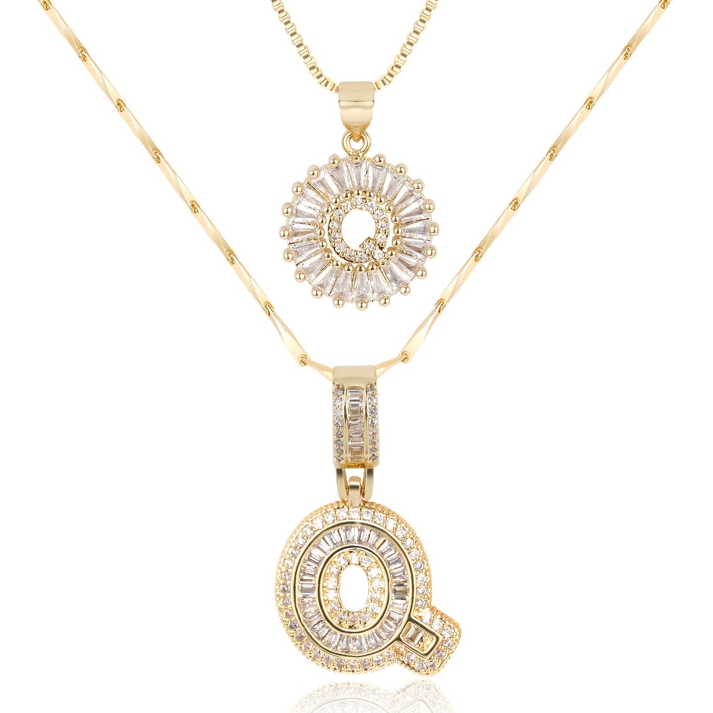 14k Diamond Initial Necklace Set - The Signature Duo