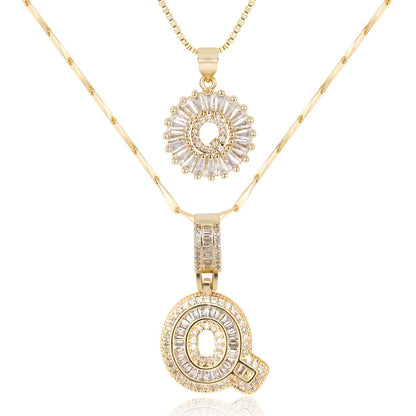 Keep & Share: 2pc 14k Diamond Letter Initial Necklaces