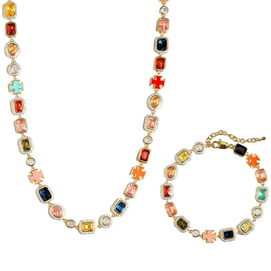 Gold Solstice Bundle - Gemstone Necklace ＆ Bracelet