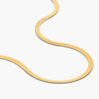 Herringbone Engraved Slim Chain Necklace - Gold Vermeil