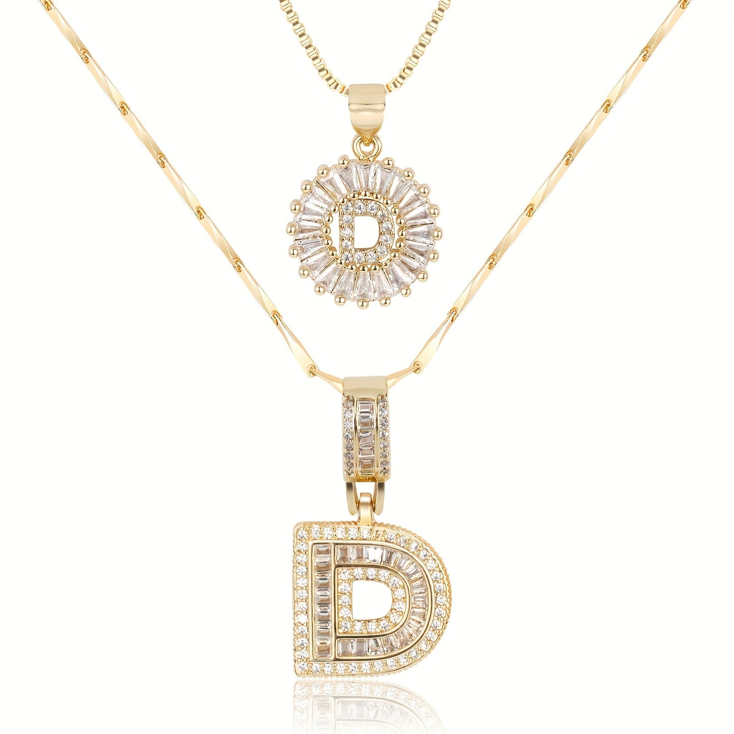 Keep & Share: 2pc 14k Diamond Letter Initial Necklaces
