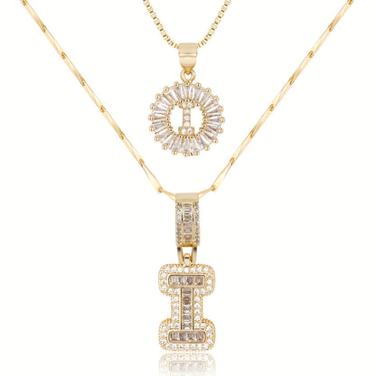 14k Diamond Initial Necklace Set - The Signature Duo