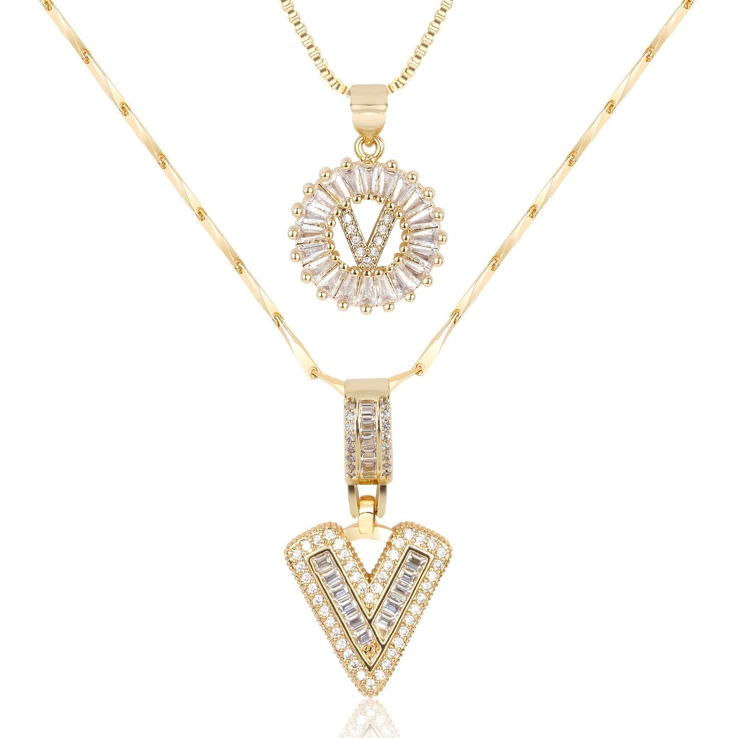 Keep & Share: 2pc 14k Diamond Letter Initial Necklaces