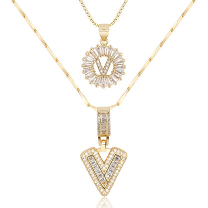 Keep & Share: 2pc 14k Diamond Letter Initial Necklaces