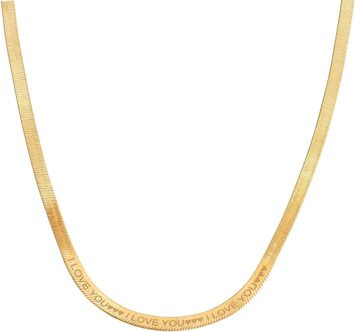 Herringbone Engraved Slim Chain Necklace - Gold Vermeil