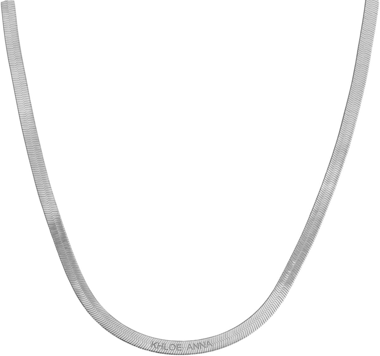 Herringbone Engraved Slim Chain Necklace - Gold Vermeil