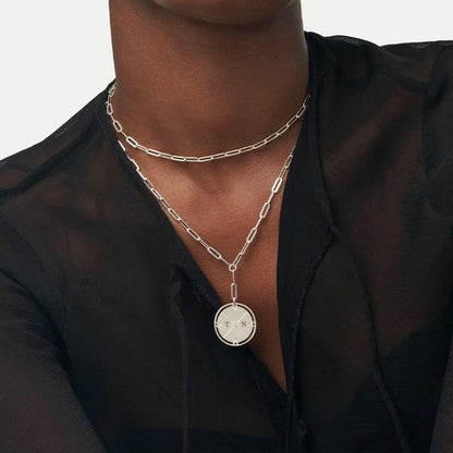 Engraved Compass Necklace - Gold Vermeil