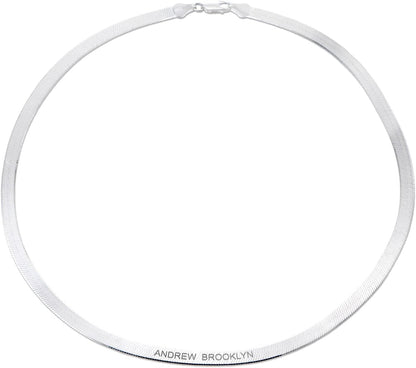 Herringbone Engraved Slim Chain Necklace - Gold Vermeil