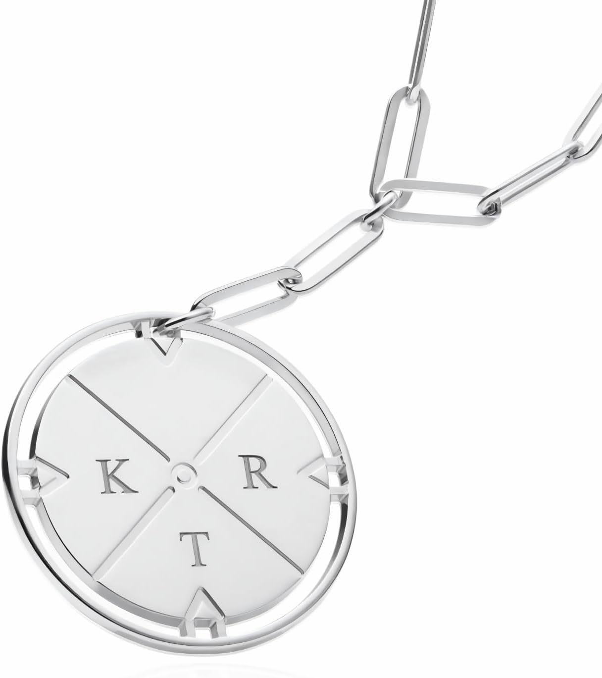 Engraved Compass Necklace - Gold Vermeil