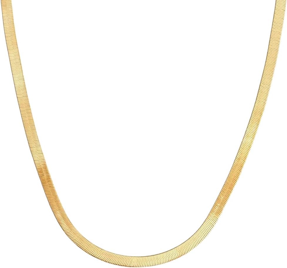 Herringbone Engraved Slim Chain Necklace - Gold Vermeil