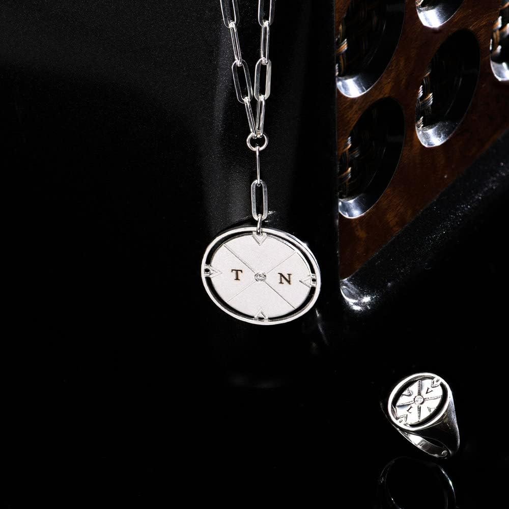 Engraved Compass Necklace - Gold Vermeil