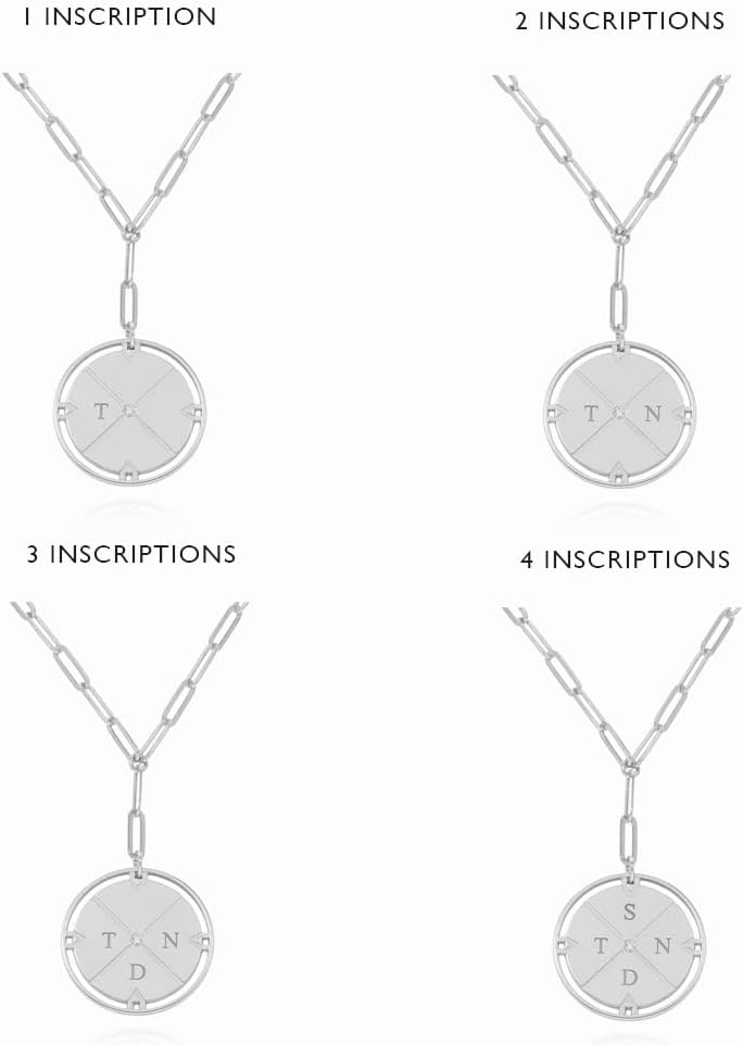 Engraved Compass Necklace - Gold Vermeil