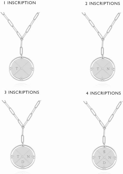 Engraved Compass Necklace - Gold Vermeil