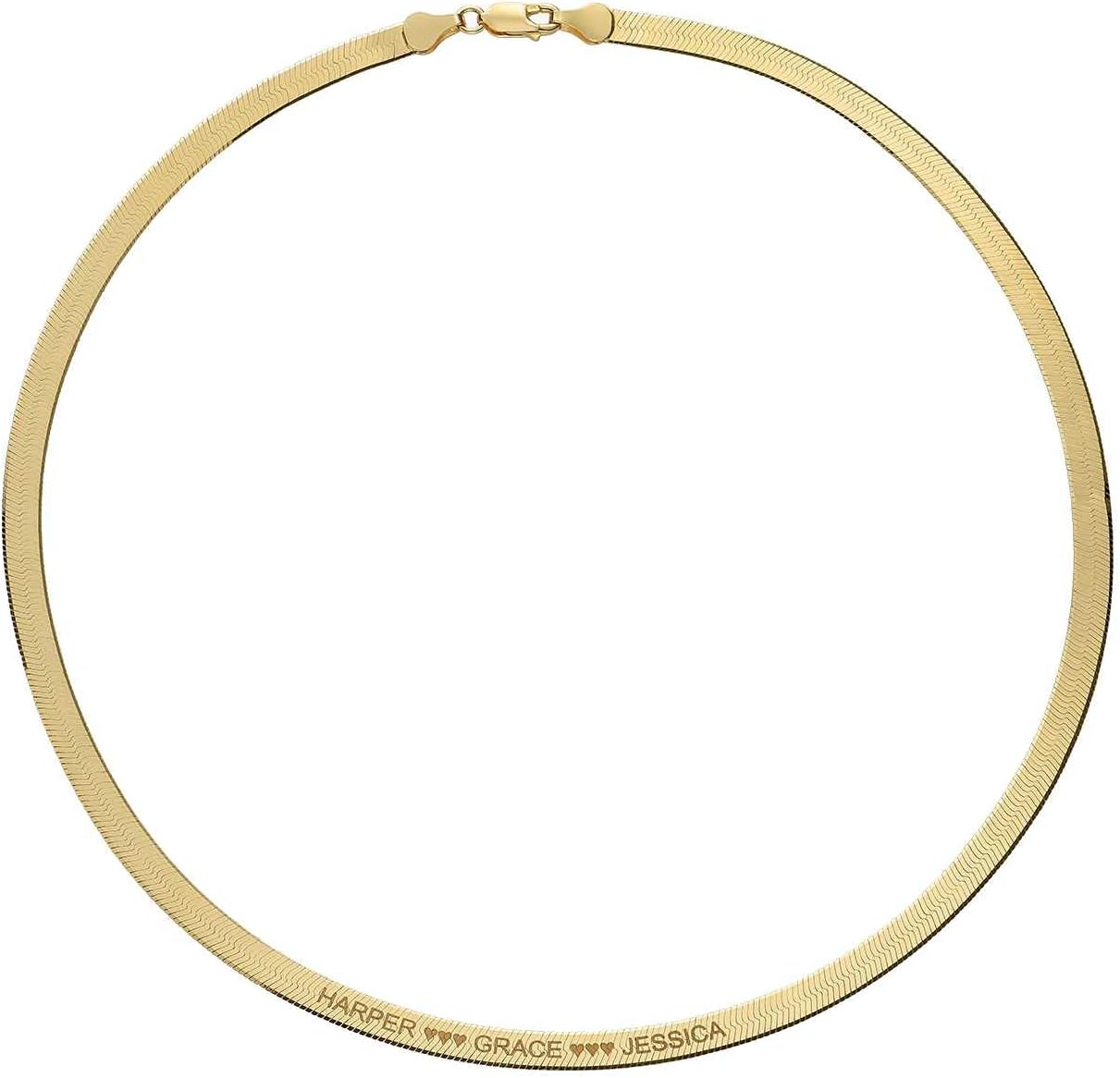 Herringbone Engraved Slim Chain Necklace - Gold Vermeil
