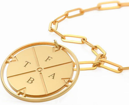Engraved Compass Necklace - Gold Vermeil