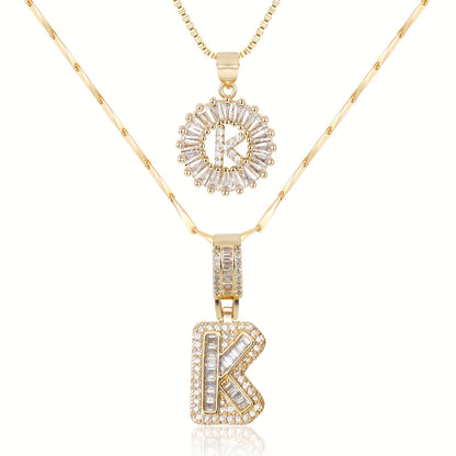 Keep & Share: 2pc 14k Diamond Letter Initial Necklaces