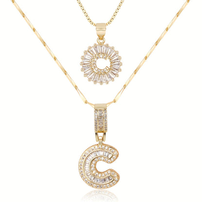 14k Diamond Initial Necklace Set - The Signature Duo