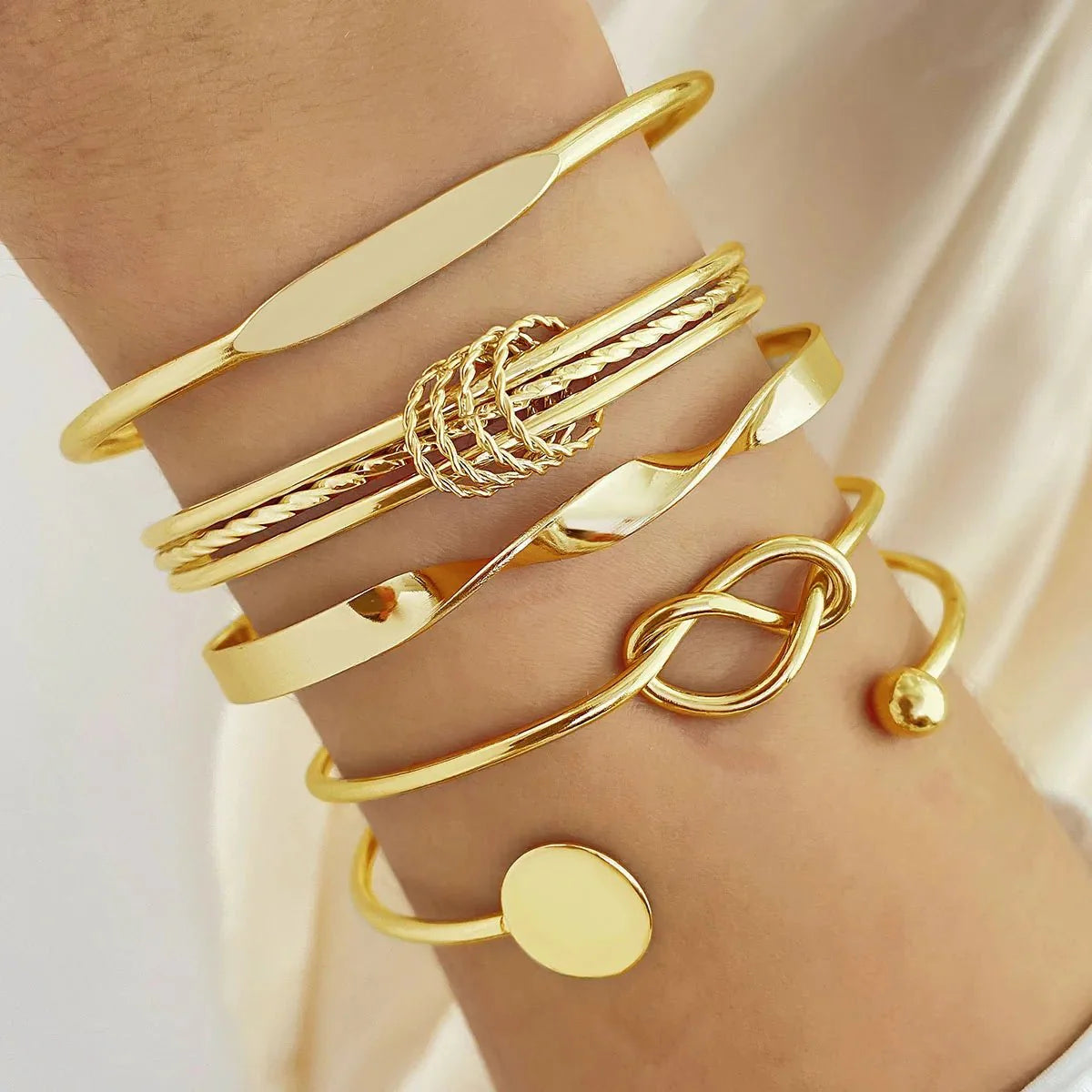 5pcs Twist Bangle Bracelet Stack