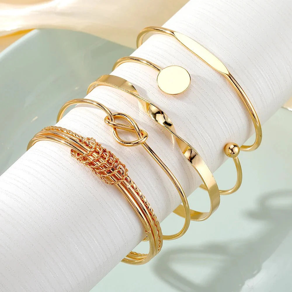 5pcs Twist Bangle Bracelet Stack