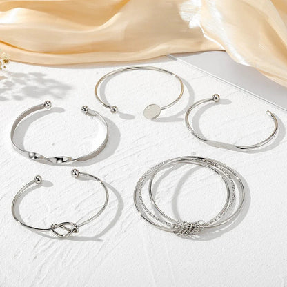 5pcs Twist Bangle Bracelet Stack
