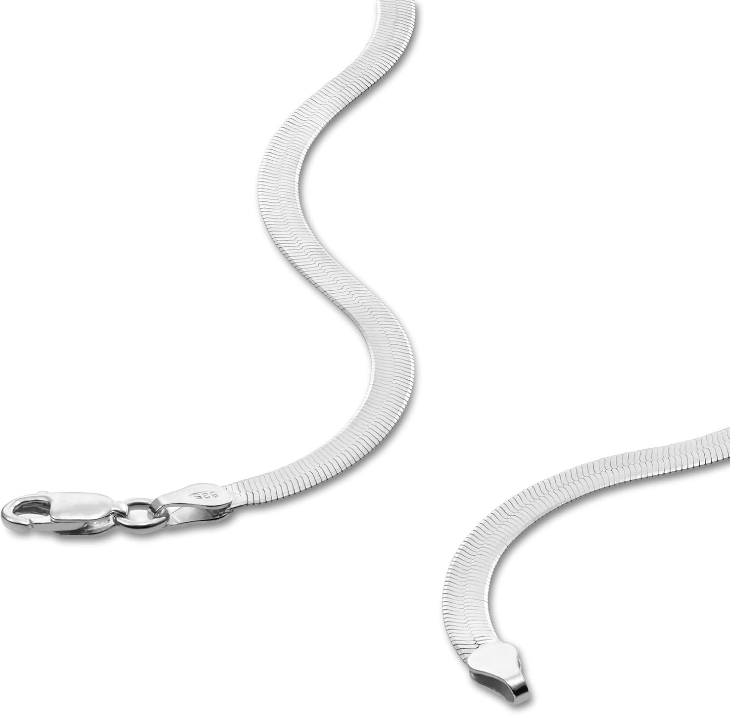 Herringbone Engraved Slim Chain Necklace - Gold Vermeil