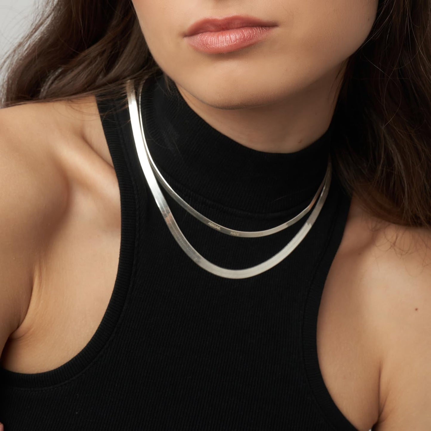 Herringbone Engraved Slim Chain Necklace - Gold Vermeil