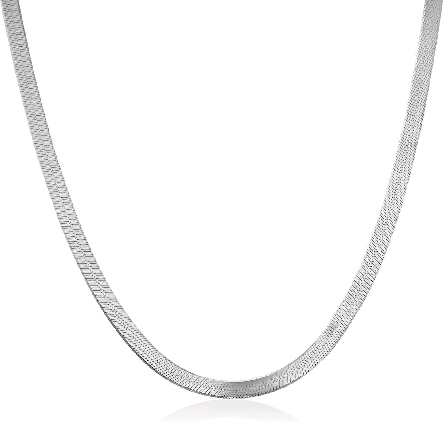 Herringbone Engraved Slim Chain Necklace - Gold Vermeil
