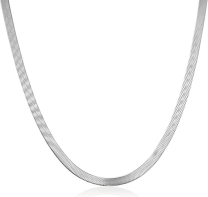Herringbone Engraved Slim Chain Necklace - Gold Vermeil